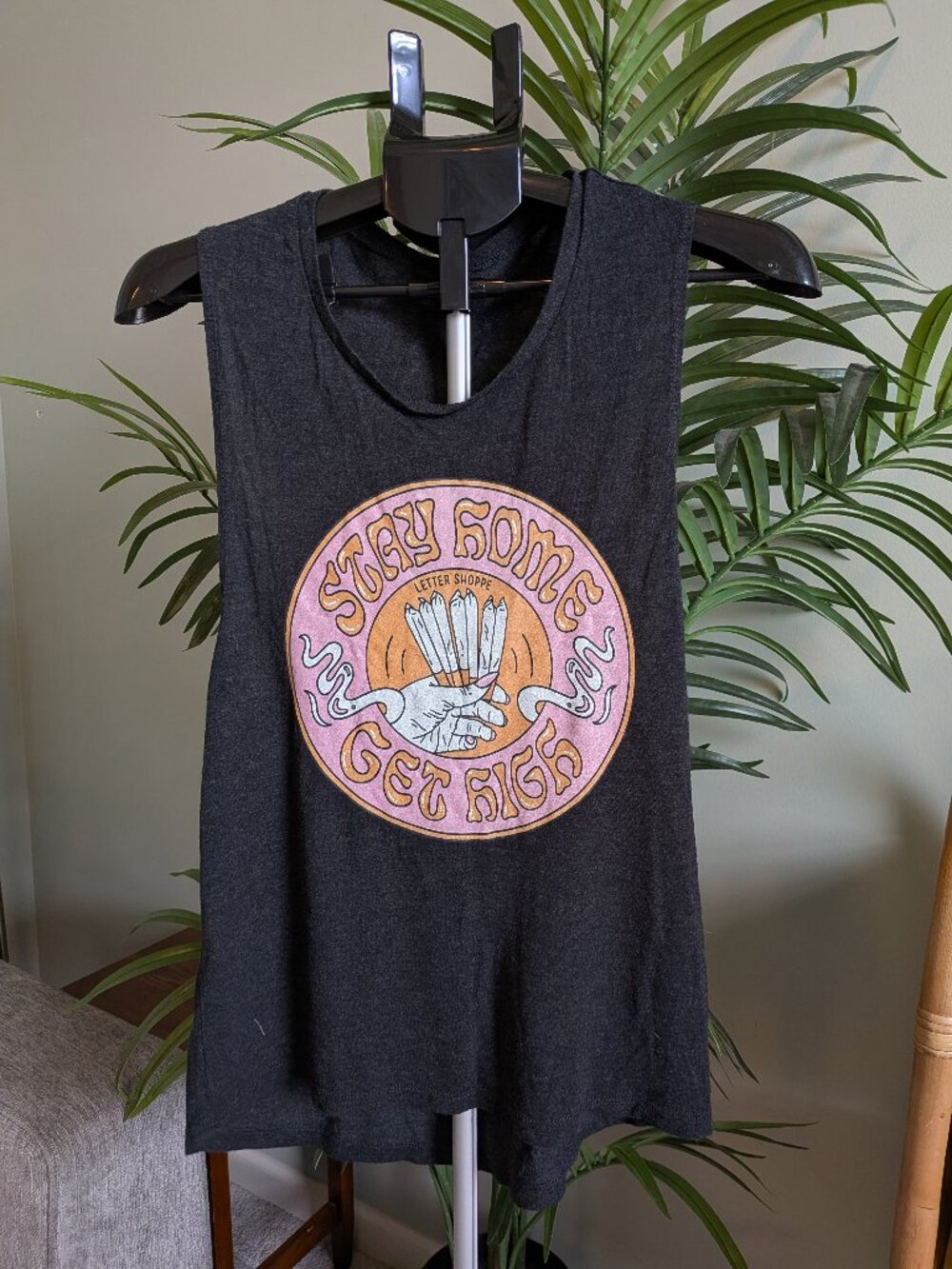 "Stay Home, Get High" Muscle Tank